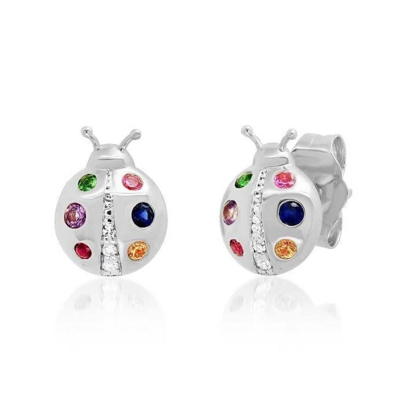 Creative Colorful Ladybug Stud Stud Earrings