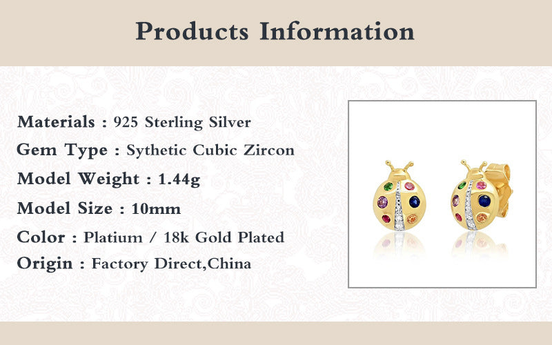 Creative Colorful Ladybug Stud Stud Earrings