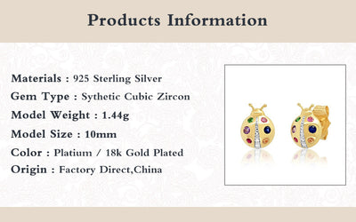 Creative Colorful Ladybug Stud Stud Earrings