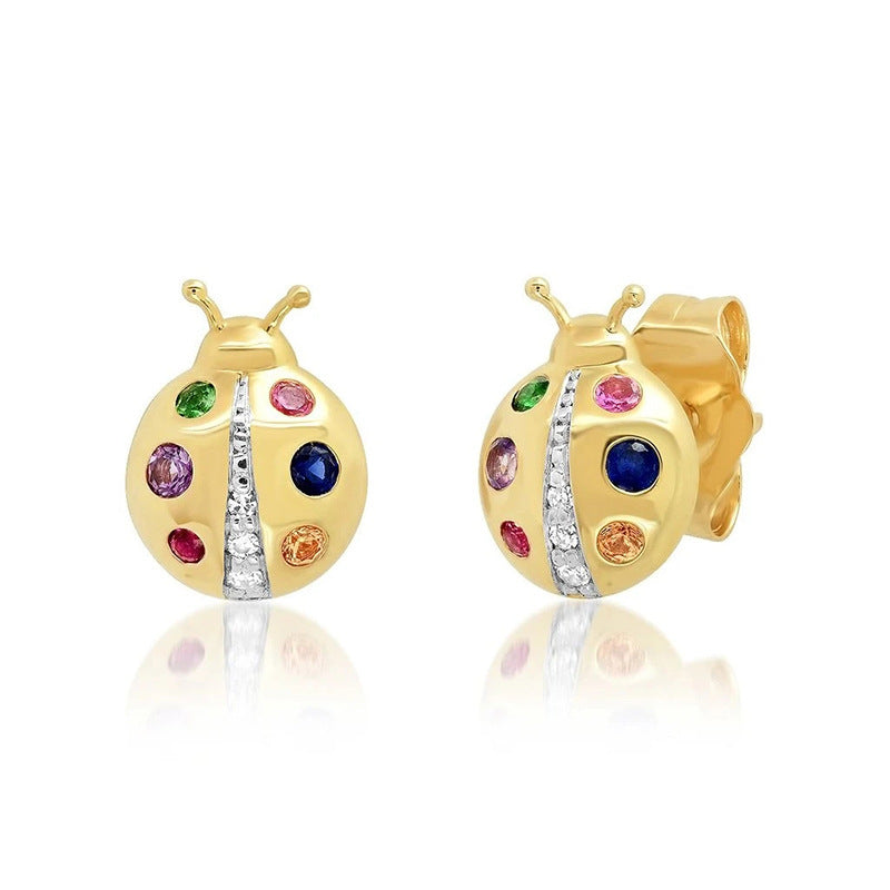 Creative Colorful Ladybug Stud Stud Earrings