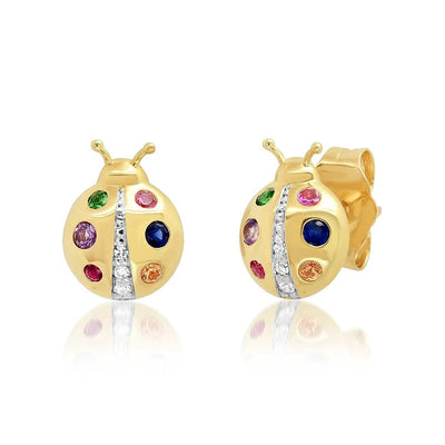 Creative Colorful Ladybug Stud Stud Earrings
